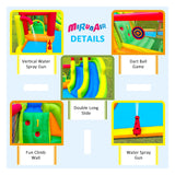MIRUNAIR Inflatable Bounce House with Slides, Inflatable Water Slide for Kids Backyard, Bounce Water Prak with Air Blower, Splash Pool, Water Cannon, Climbing Wall, Outdoor Backyard Water Park MIRUNAIR