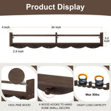 ECOOCE 34Inch Nursery Bookshelves,Set of 4,Wall Floating Shelf Kids Coat Rack with 6Hooks,Hanging Book Shelf for Baby Nursery Room Décor (Dark Brown, 34) ECOOCE