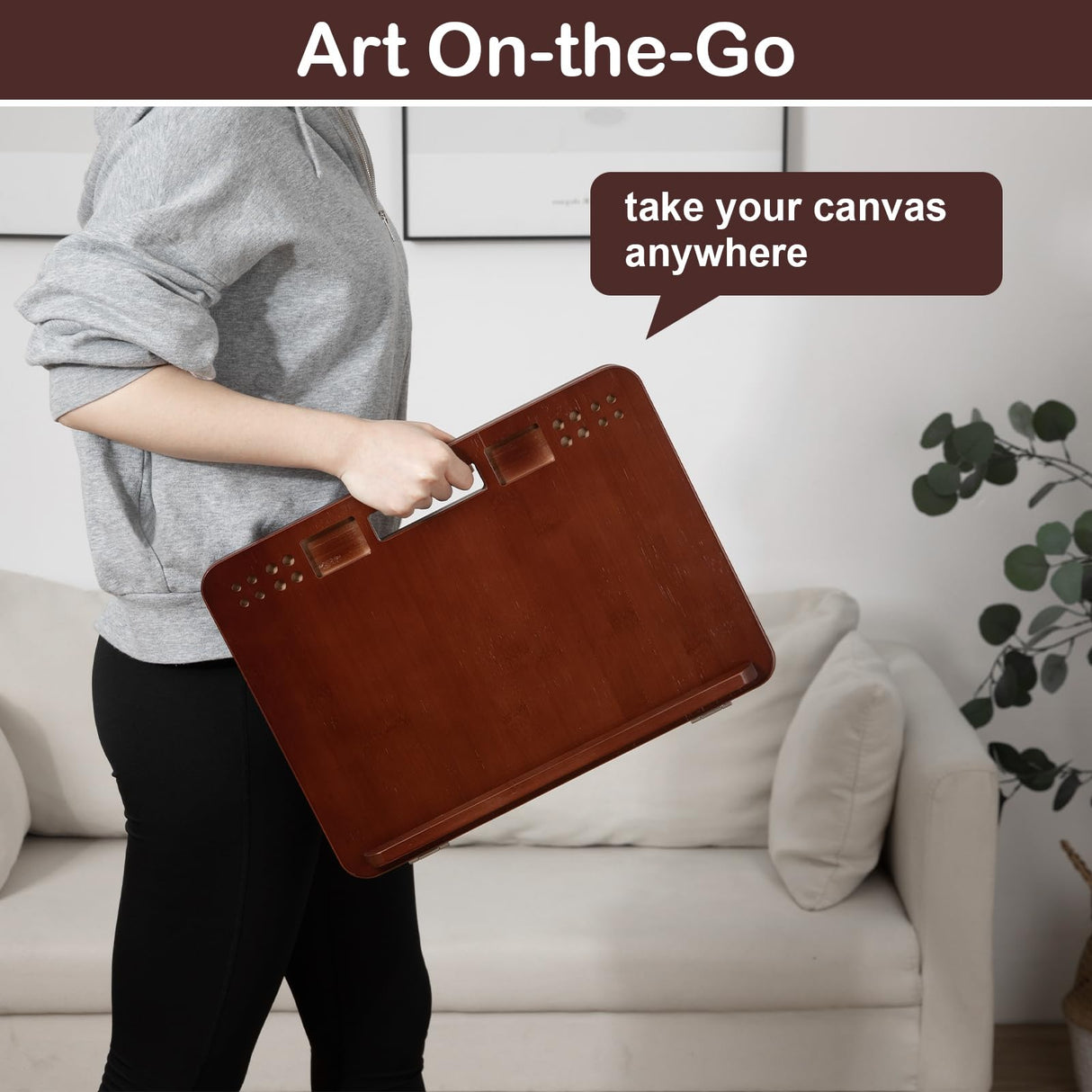 StrongTek Portable Easel for Painting, Adjustable Painting Easel with 7 Positions, Bamboo Tabletop Easel with Handles for Adults, Use as Drawing Board, Painting Easel, Lap Desk, Book Stand for Reading StrongTek