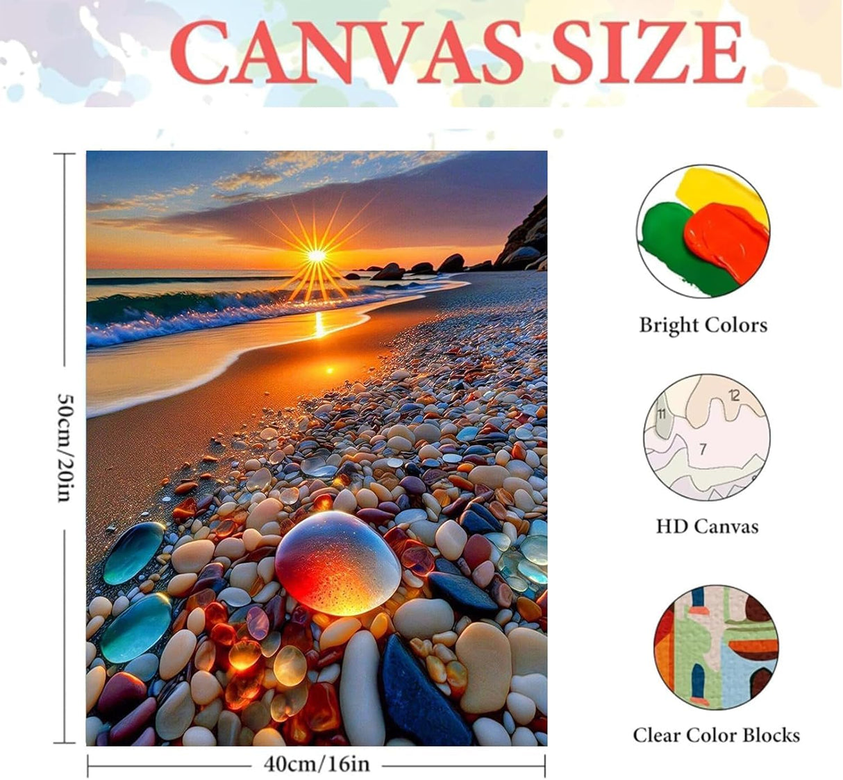 HITIRECOVI Beach Paint by Numbers Kit for Adults,Beach Canvas Paint by Numbers for Adults,DIY Oil Painting by Numbers for Gifts Home Wall Decor 16x20in HITIRECOVI