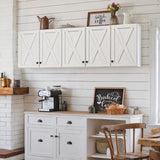 FIMELLO 59’’ Wall Cabinets for Laundry Room, Farmhouse Kitchen Wall Cabinet with Barn Door Laundry Room Cabinets with Adjustable Shelf Wall Mounted Cabinet for Laundry, White FIMELLO