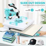 15x15 Heat Press Machine 8-in-1, Pro Sublimation Combo with 30OZ Tumbler Press, Shirt Press Machine with Swing Away & Slide Out Design, Heat Transfer for T-Shirt/Tumbler/Bag/Hats/Cap (8 in 1) AKEYDIY