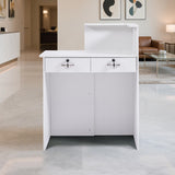 Zethvax Reception Desk with Counter,Small Front Desk with Two Lockable Drawers,Cable Management Holes,Counter Table for Salon Lobby Office Home Zethvax