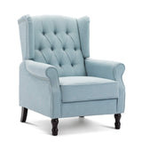Artechworks Winged Fabric Modern Accent Chair Tufted Arm Club Chair Linen Single Sofa with Wooden Legs Comfy Upholstered for Reading Living Room Bedroom Office,Light Blue Artechworks