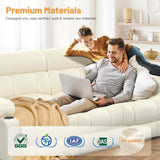 Dresegmt Loveseat Recliner Sofa Set, Flip Middle Backrest Design PU Leather 3 Seater Reclining Sofa and Single Oversized Recliner Chair, Manual Couches for Living Room (Ivory, PU 3+1) Dresegmt