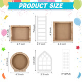 Bencailor 48 Pcs Interchangeable Seasonal Farmhouse Tiered Tray Decor Set Include Wood Frames with Ladders Cards Bow Knot,Tray Not Included(Year Round Seasonal) Bencailor