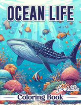 Ocean Life Coloring Book for Adults: 50+ Large Print Images Sea Life Theme for a Mindfulness and Relaxation Journey WoodArtSupply