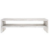 MyGift Shabby Whitewashed Wood Computer Monitor and Laptop Riser Stand for Desk, 2 Tier Office Desktop Storage Shelf MyGift