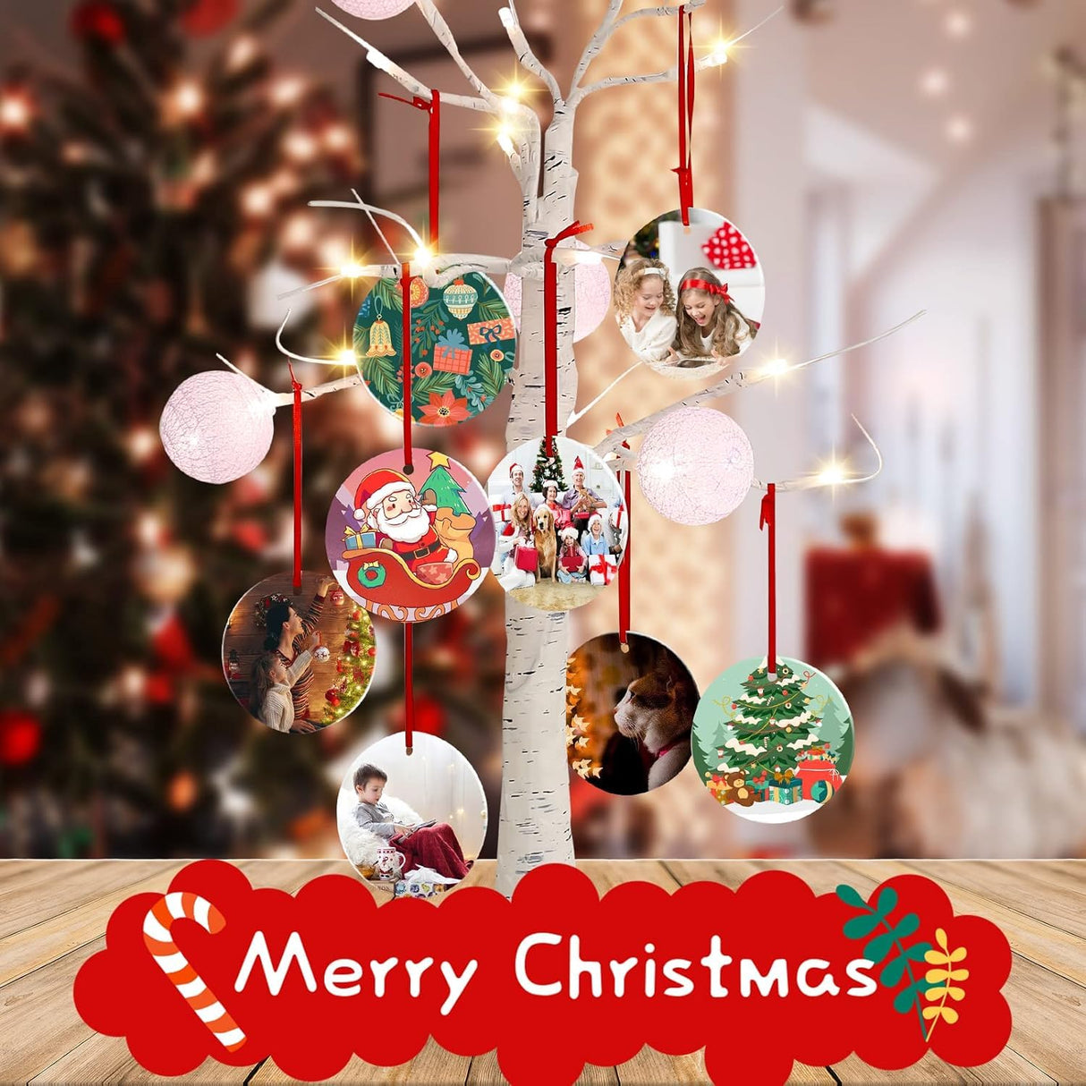 Ceramic Sublimation Ornaments Blank Christmas Personalized Ornament 20 PCS 3.5 Inch Round White Bulk DIY Chritsmas Tree Decoration WANZELONYO