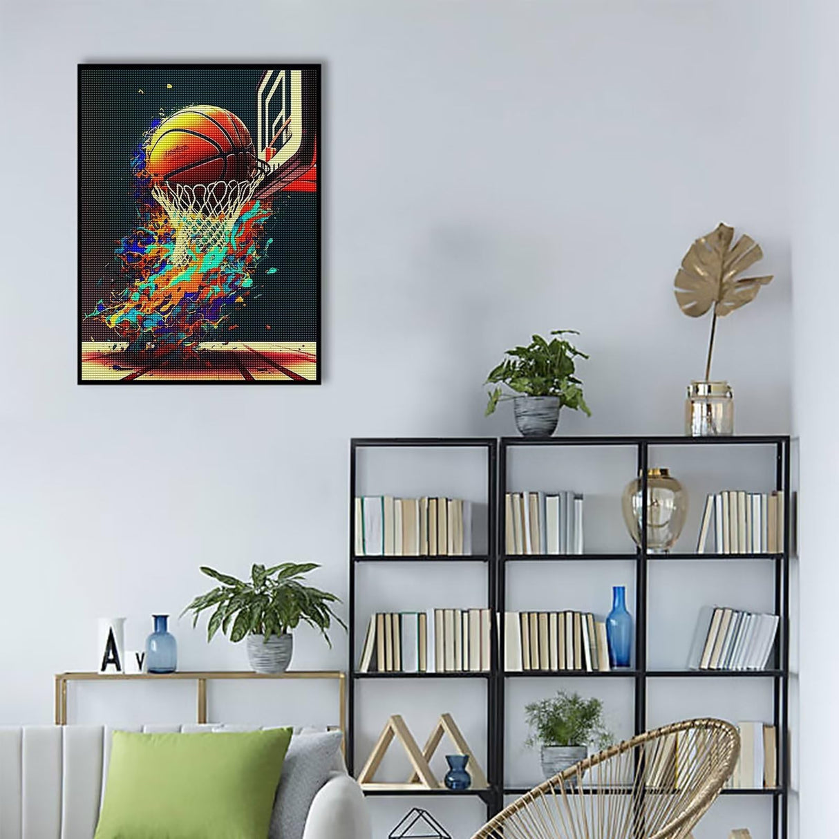 Treff Diamond Painting Kits, Basketball Art Painting, 5D Diamond Art Painting Kits for Adults, Full Square Drill Diamond Art Paint, Gem Art Drill Home Decoration, 8 x 12 Inch Treff