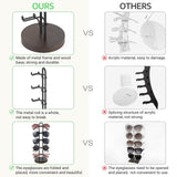 Mkono Sunglasses Organizer Glasses Holder Stand Sunglass Storage Eyeglasses Rack Metal Frame with Wood Base for 5 Pairs of Eyewear Display for Table Desk Countertop Dresser Bedroom, Set of 1, Black Mkono