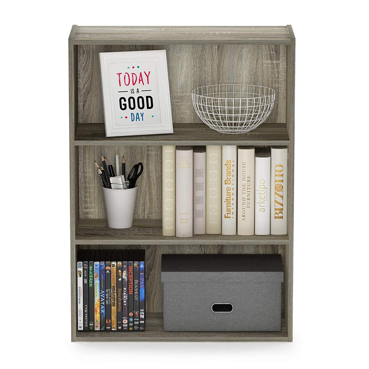 Furinno Pasir 3-Tier Open Shelf Bookcase, Sonoma Oak Furinno