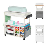 iVyne Craft Cart, Ultimate Organization & Storage Table for Cricut/Silhouette, Craft Table with Storage, Workstation for Accessories, iVyne Berry, Vinyl Rolls, and More - White iVyne