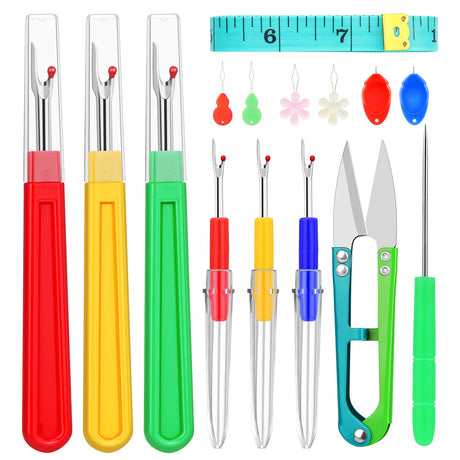 ZMAAGG Seam Ripper-6 PCS Stitch Remover Tool, Seam Rippers for Sewing, Needle Threaders, Tape Measure, Tailors Awl, Thread Snips ZMAAGG