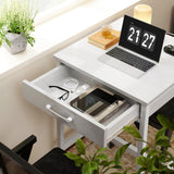 ODK 24x24 Inch Bar Table with Power Outlets & Storage, Modern Counter Height Pub Table with Sturdy Legs for Kitchen & Dining, High Top Console Indoor Table, White ODK