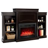 Tangkula 70" Mantel Fireplace, 750W/1500W Electric Fireplace w/Mantel & Built-in Bookshelves, 28.5-Inch Fireplace w/Remote Control, 1-8H Timer, Adjustable Flame Brightness & Color (Espresso) Tangkula