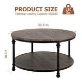 IDEALHOUSE Round Coffee Table for Living Room Rustic Center Table with Storage Shelf Wood Circle Coffee Table with Sturdy Metal Legs, Easy Assembly(Light Walnut) IDEALHOUSE