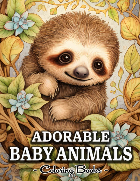 Adorable Baby Animals: Cute And Creepy Animals Coloring Books For Adults With Sloths, Elephants, Owls, Horses, Dogs, Cats, And Many More! WoodArtSupply