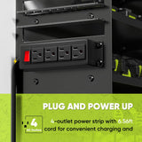 POKIPO Large Power Tool Organizer Wall Mount with Charging Station,4 Layer Heavy Duty Metal Tool Storage Rack Loads 600lbs with 8 Cordless Drill Holder,Battery Utility Rack Loads with 4 Power Strip POKIPO