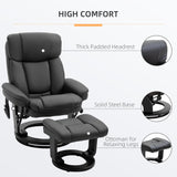 HOMCOM PU Leather Massage Recliner Chair with Ottoman 10 Point Vibration Swiveling Armchair, Black HOMCOM