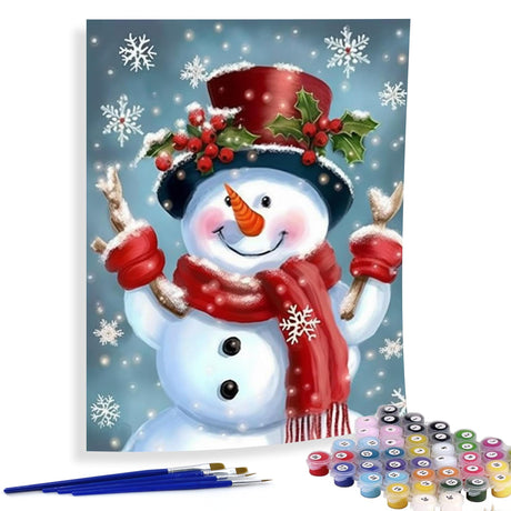 Diymood Paint by Numbers for Adults Christmas, DIY Oil Painting Snowman Acrylic Paint by Number Kits for Kids Adults Beginner for Home Elder Wall Decor 16x20 Inch Diymood