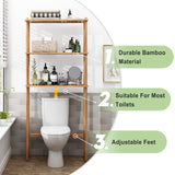 AmazerBath Over The Toilet Storage Shelf Bamboo, 3-Tier Over Toilet Organizer Rack, Freestanding Above Toilet Shelf for Bathroom, Laundry, Space Saver, Natural Color AmazerBath