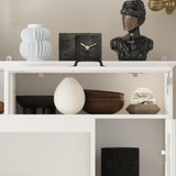 ECACAD Wall Unit Media Console Entertainment Center with 12 Doors, Large TV Stand Set with Tempered Glass Doors and Adjustable Shelves for Living Room, White (96.9”W x 15.7”D x 78.7H) ECACAD