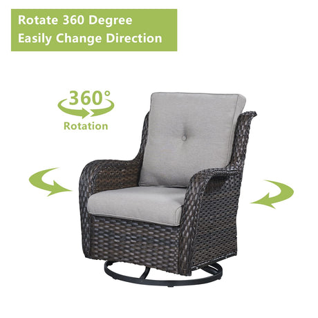 Rilyson Wicker Patio Furniture Set - 8 Piece Rattan Outdoor Sectional Conversation Sets with 4 Swivel Rocking Chairs,2 Ottomans,1 Sofa and 1 Coffee Table for Porch Deck Garden(Brown/Grey) Rilyson