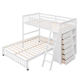 Harper & Bright Designs Twin Over Full Bunk Beds with Six Drawers and Flexible Shelves,Wooden Bunk Beds with Storage and Removable Bottom Bed for Kids Girls Boys,No Box Spring Needed (White) Harper & Bright Designs