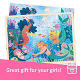 MoinKidz 48 Piece Puzzles for Kids Ages 3-5, Fun Mermaid Wooden Jigsaw Puzzles for 3 Year Old with Unique Puzzle Pieces, Preschool Toddler Puzzles Ages 4-8 with Puzzle Tray MoinKidz