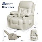 FURNIMAT Recliner Chairs for Adults, Massage Rocker with Heated Modern Ergonomic Lounge 360 Degree Swivel Single Sofa Seat Living Room Lounge Recliners Ivory White FURNIMAT