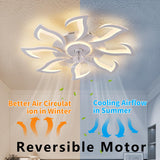 Malnutcolor Modern Low Profile 36 Inch White Flush Mount Ceiling Fan with 3 Light Color 6 Speeds, Fandelier for Living Room Yfrest
