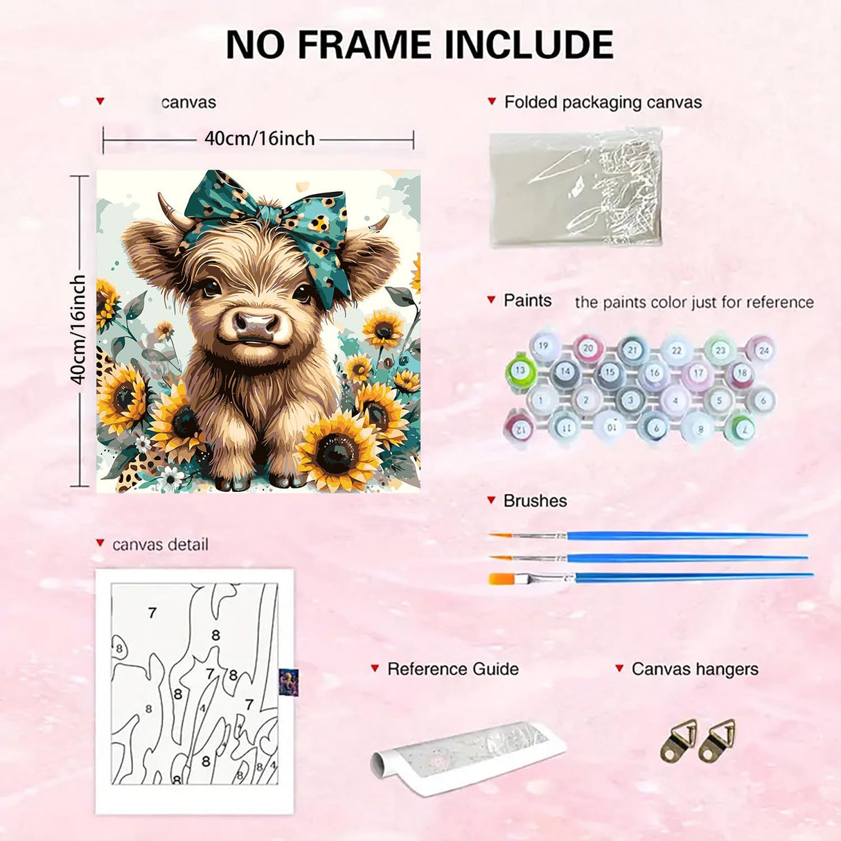 Easy Paint by Numbers Kit for Adults Beginner, Cow Adult Paint by Number Kits on Canvas, DIY Painting with Numbers for Adults, Acrylic Simple Oil Paint by Number Kits for Home Wall Decor 16x16 In BYGFHLYW