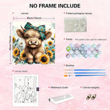 Easy Paint by Numbers Kit for Adults Beginner, Cow Adult Paint by Number Kits on Canvas, DIY Painting with Numbers for Adults, Acrylic Simple Oil Paint by Number Kits for Home Wall Decor 16x16 In BYGFHLYW