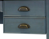 Martin Furniture Farmhouse Wood Half-Pedestal Writing, Open L-Shaped Table, Office Return, Blue Desk Martin Furniture