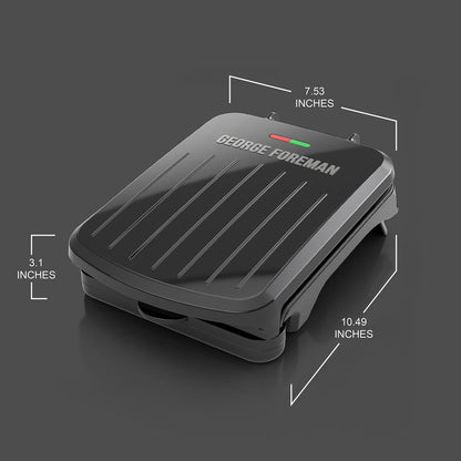 George Foreman 2-Serving Classic Plate Electric Indoor Grill and Panini Press, Black, GRS040B