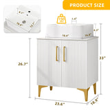 DWVO Bathroom Vanity 24 Inch with Counter Top Sink Combo, Modern Bathroom Storage Vanity Cabinet Set Included 2 Large Soft Closing Doors, Drain, Gold Handles & Legs, White DWVO