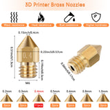 Leifide 50 Pieces 3D Printer Nozzle Cleaning Kit Includes 19 Pcs Stainless Steel Needles Cleaner Tools and 23 Pcs MK8 Nozzles Multiple Sizes Compatible with Makerbot Creality CR-10 Ender 3 5 LEIFIDE