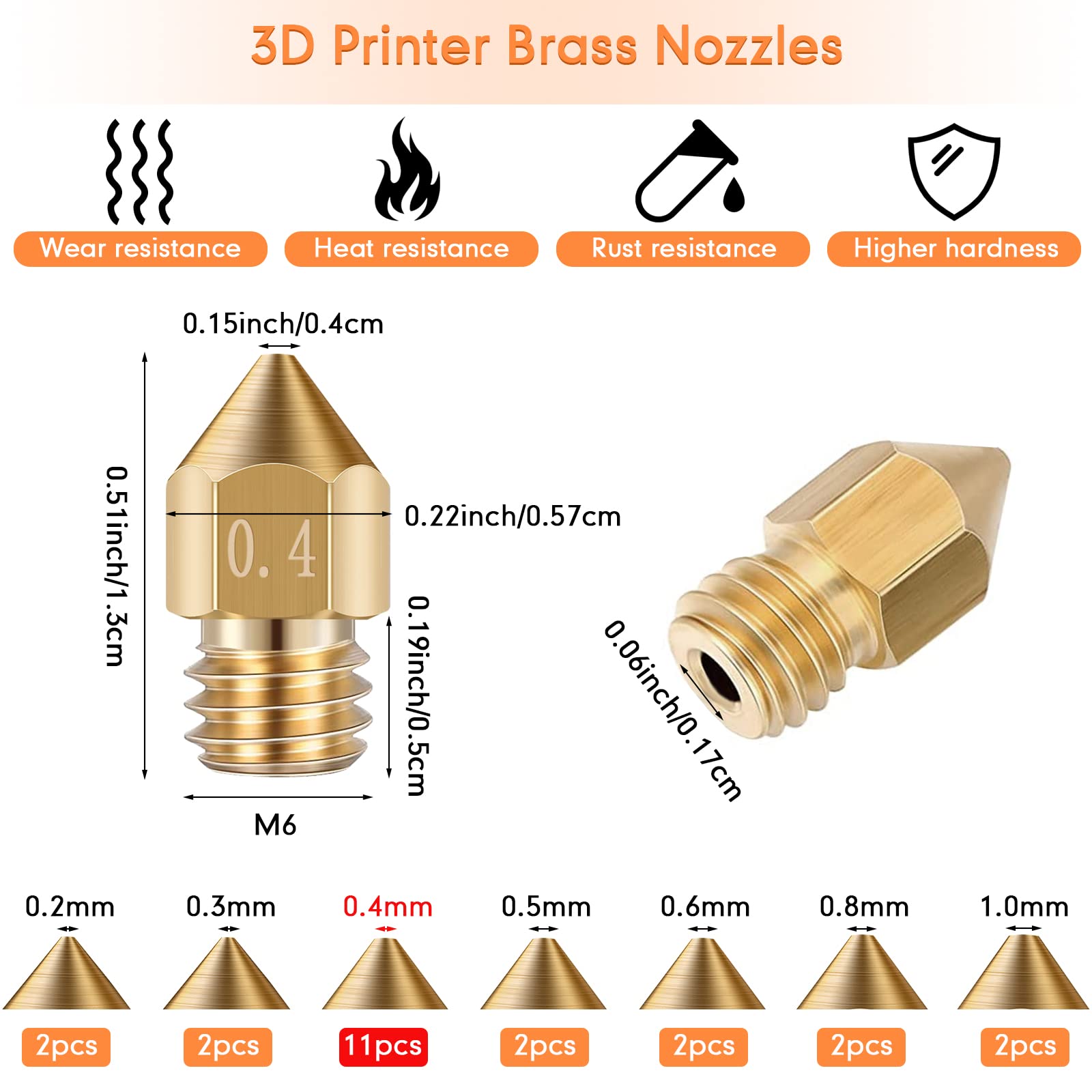 Leifide 50 Pieces 3D Printer Nozzle Cleaning Kit Includes 19 Pcs Stainless Steel Needles Cleaner Tools and 23 Pcs MK8 Nozzles Multiple Sizes Compatible with Makerbot Creality CR-10 Ender 3 5 - WoodArtSupply