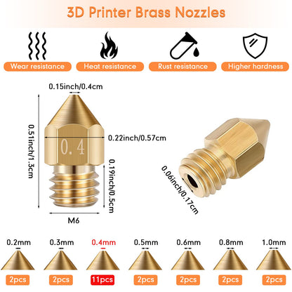 Leifide 50 Pieces 3D Printer Nozzle Cleaning Kit Includes 19 Pcs Stainless Steel Needles Cleaner Tools and 23 Pcs MK8 Nozzles Multiple Sizes Compatible with Makerbot Creality CR-10 Ender 3 5 - WoodArtSupply