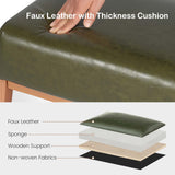 ACONUP Modern Ottoman Foot Stool, Faux Leather Accent Sofa Footrest with Walnut Rubber Wood Frame, Ottoman Bench for Living Room Entryway Bedroom Sofa Seat, Hunter Green ACONUP