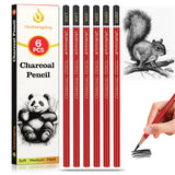 Heshengping Professional Charcoal Pencils Drawing Set Sketching Kit -6 Pieces Soft, Medium Hard Charcoal Pencils for Drawing Sketching Shading Artist Pencils for Beginners Artists Heshengping