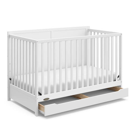 Graco Melrose 5-in-1 Convertible Crib with Drawer (White) - WoodArtSupply