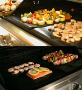 RENOOK Grill Mat Set of 6-100% Non-Stick Reusable Mats for Gas, Charcoal or Electric Grills - Easy to Clean - 15.75 x 13-Inch, Black Renook