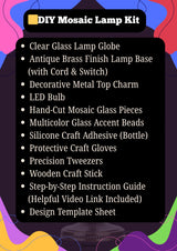 DEMMEX DIY Turkish Mosaic Lamp Making Kit – No Grout Needed – Fun, Easy, No Experience Required – Complete Mosaic Art & Craft Project Kit for Adults & Teens – Make Your Own Table Lamp (Brown&Amber) DEMMEX