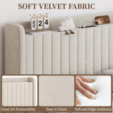 Yaheetech Queen Bed Frame with USB Charging Station and Storage Shelf/Upholstered Headboard Platform Bed with Wing Side/Wooden Slats Support/Noise Free/No Box Spring Needed/Easy Assembly, Ivory Yaheetech