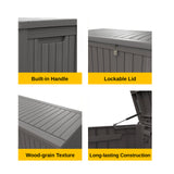 EAST OAK Outdoor Storage Box, 180 Gallon Deck Box, Large Resin Storage Bin for Patio Cushions, Gardening Tools, Lockable, Waterproof and UV Resistant, Grey EAST OAK