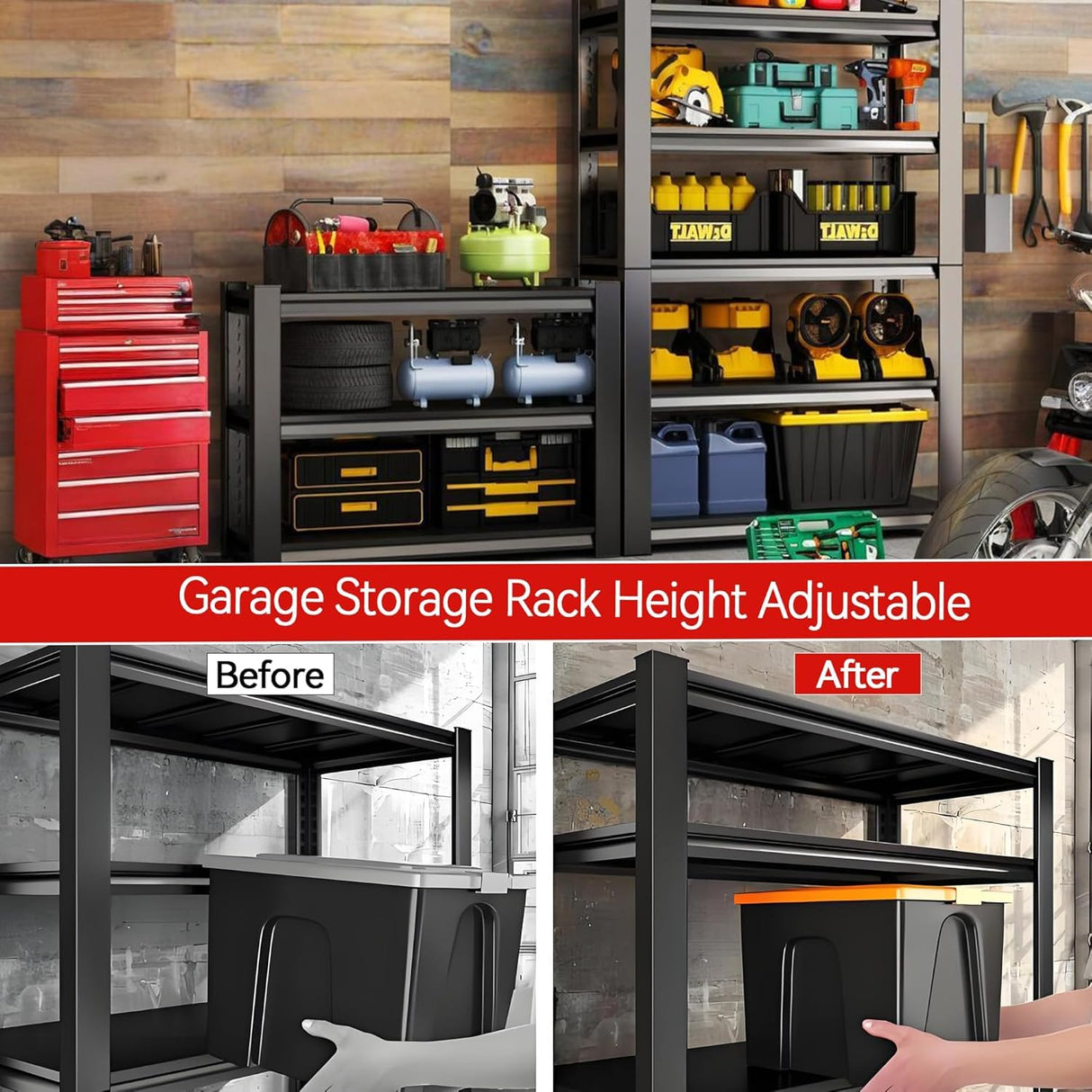 Notmise Garage Shelving, Industrial Metal Unit 2400Lbs - 5-Tier Adjustable Storage, Easy Assembly for Pantry, Garage, Warehouse (63" H x 36" W x 14" D) Notmise