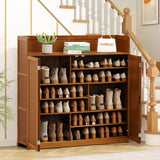 Shoe Cabinet, Bamboo Shoe Storage Cabinet with Doors, 7 Tier Freestanding Shoes Heels Sneakers Shoe Rack Shelf for 36-40 Pairs, Entryway Shoe Cabinet with Drawers for Hallway Office Living Room sasygfi