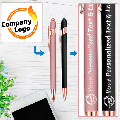 STREADVE Personalized Custom Pens 10 Engraved Writing Pen with Name Logo, Customized Promotional Items Stylus Pen Gifts for Men Women Realtor Nurse Wedding Business, Black